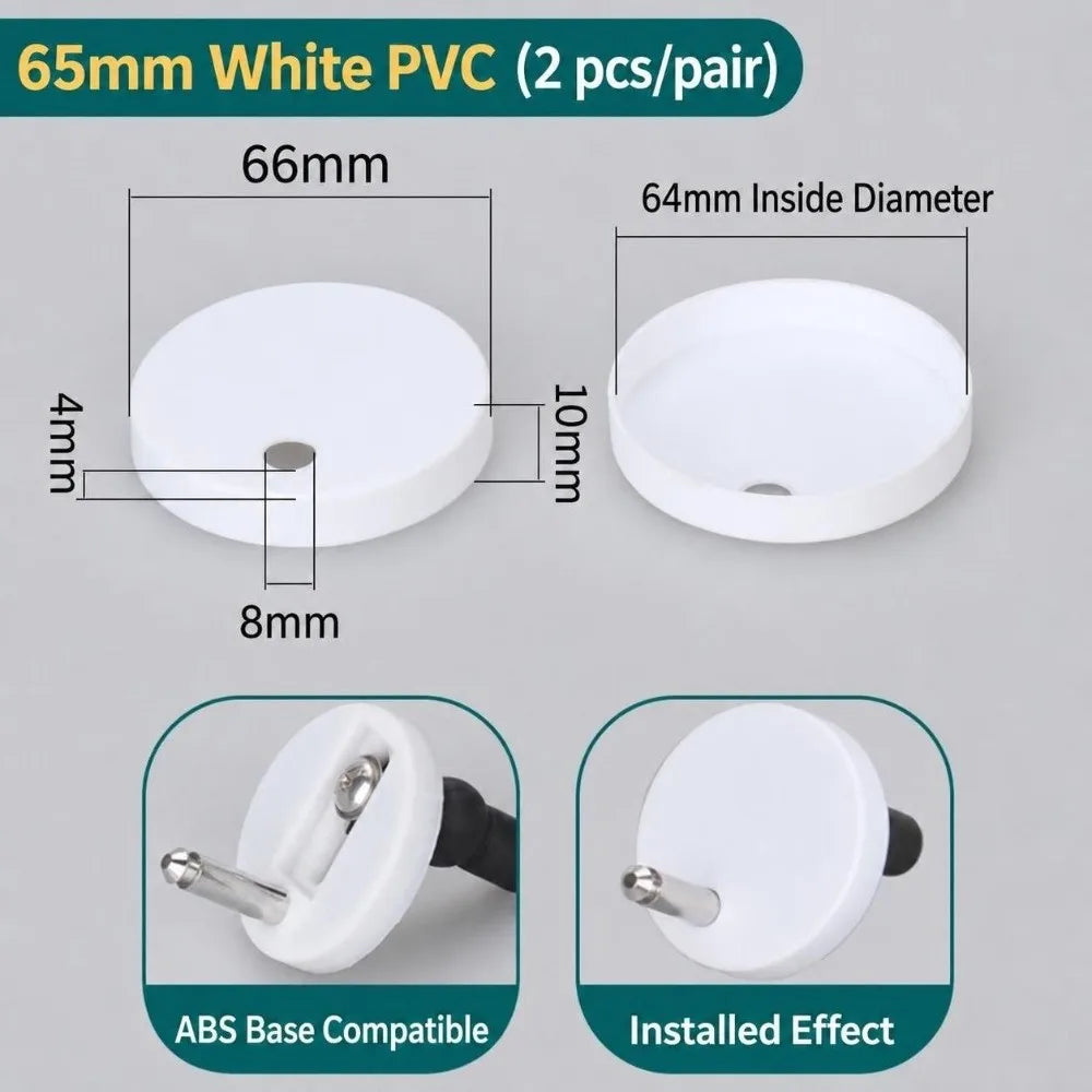 Toilet Bolt Caps PVC & Stainless Steel 55/60/65mm | 1 Pair