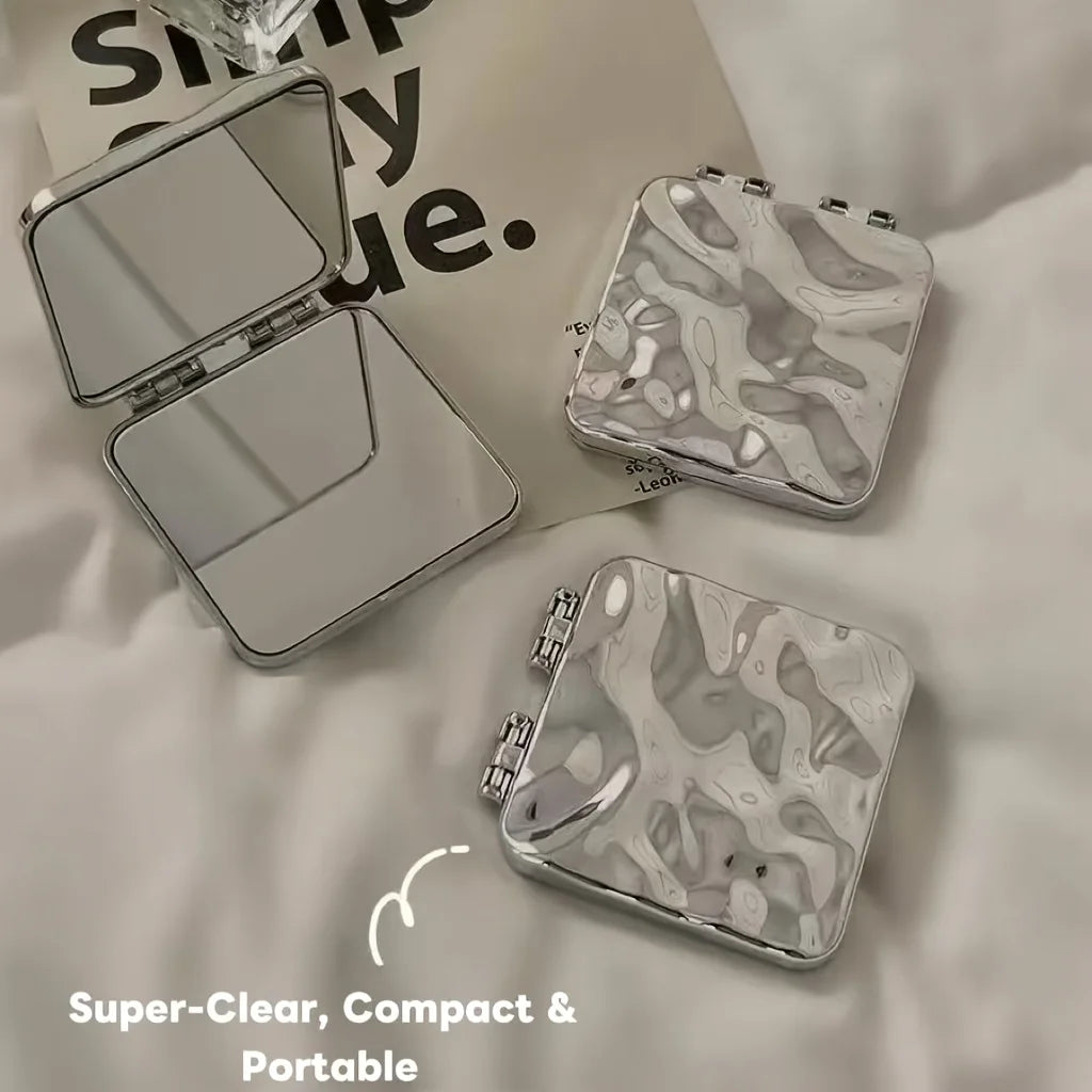 Liquid Metal Foldable Compact Mirror – Double-Sided HD Pocket Mirror