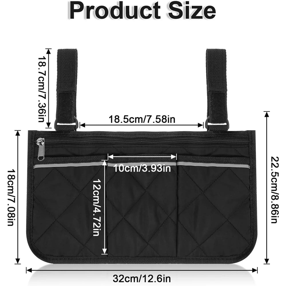 Wheelchair Armrest Side Storage Bag – Large Capacity Pouch