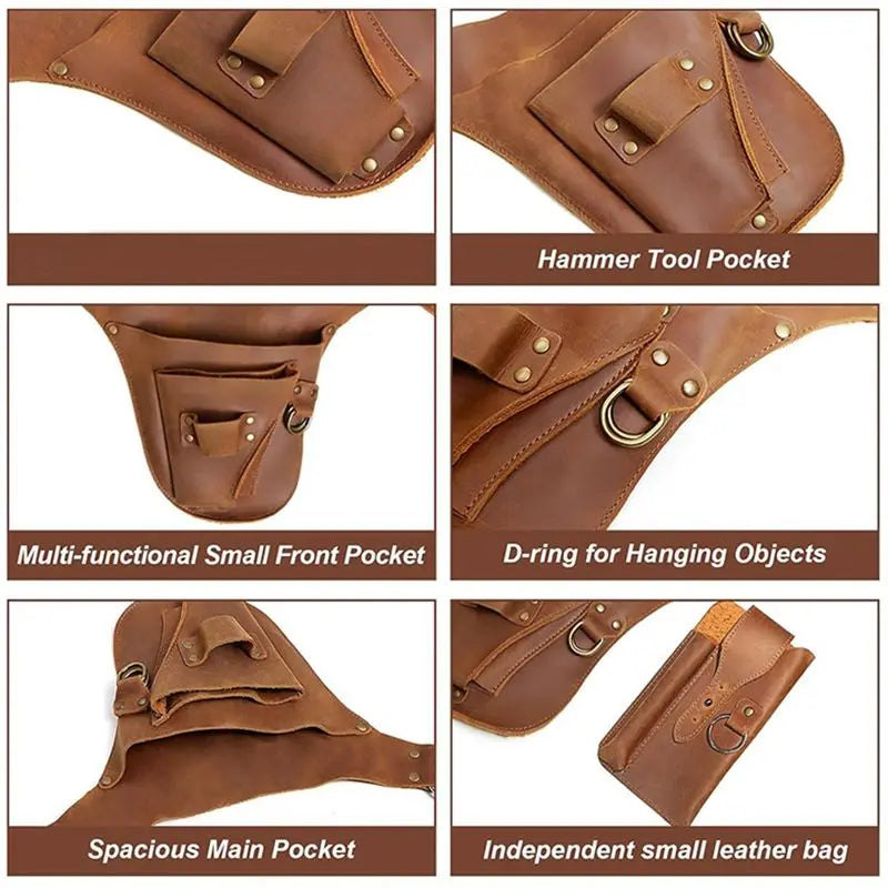 PU Leather Garden Tool Belt & Utility Storage Bag