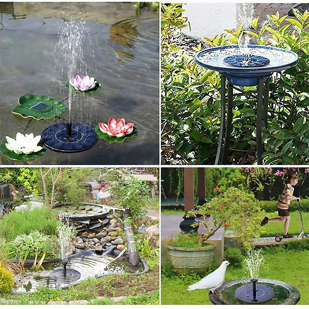 1W Solar Floating Fountain Pump – 6 Nozzles, Garden Pond