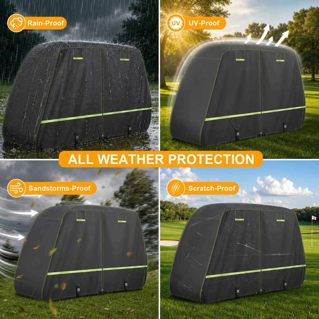 Waterproof 400D Golf Cart Cover – Fits 2 & 4 Passenger Carts