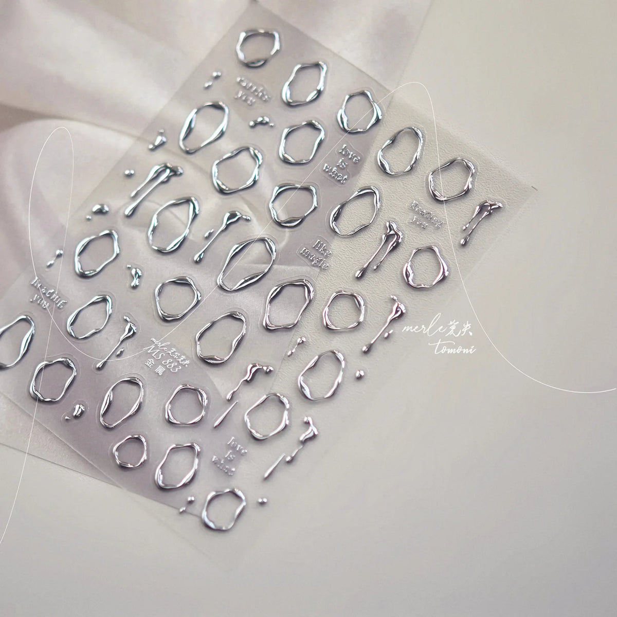 5D Embossed Silver Metallic Nail Art Stickers – Stars & Bows