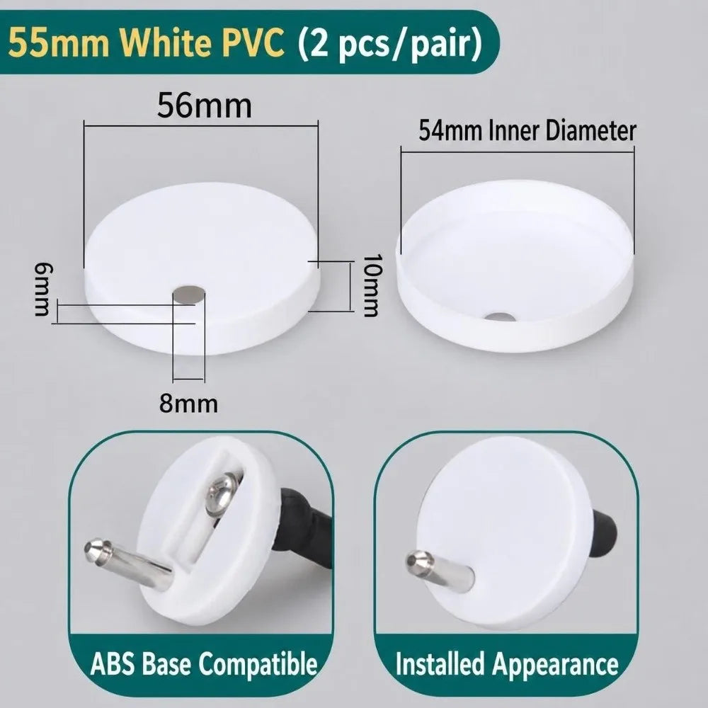 Toilet Bolt Caps PVC & Stainless Steel 55/60/65mm | 1 Pair
