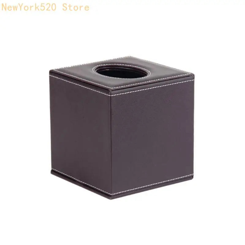 PU Leather Square Tissue Box Cover Holder – Black | VIBE