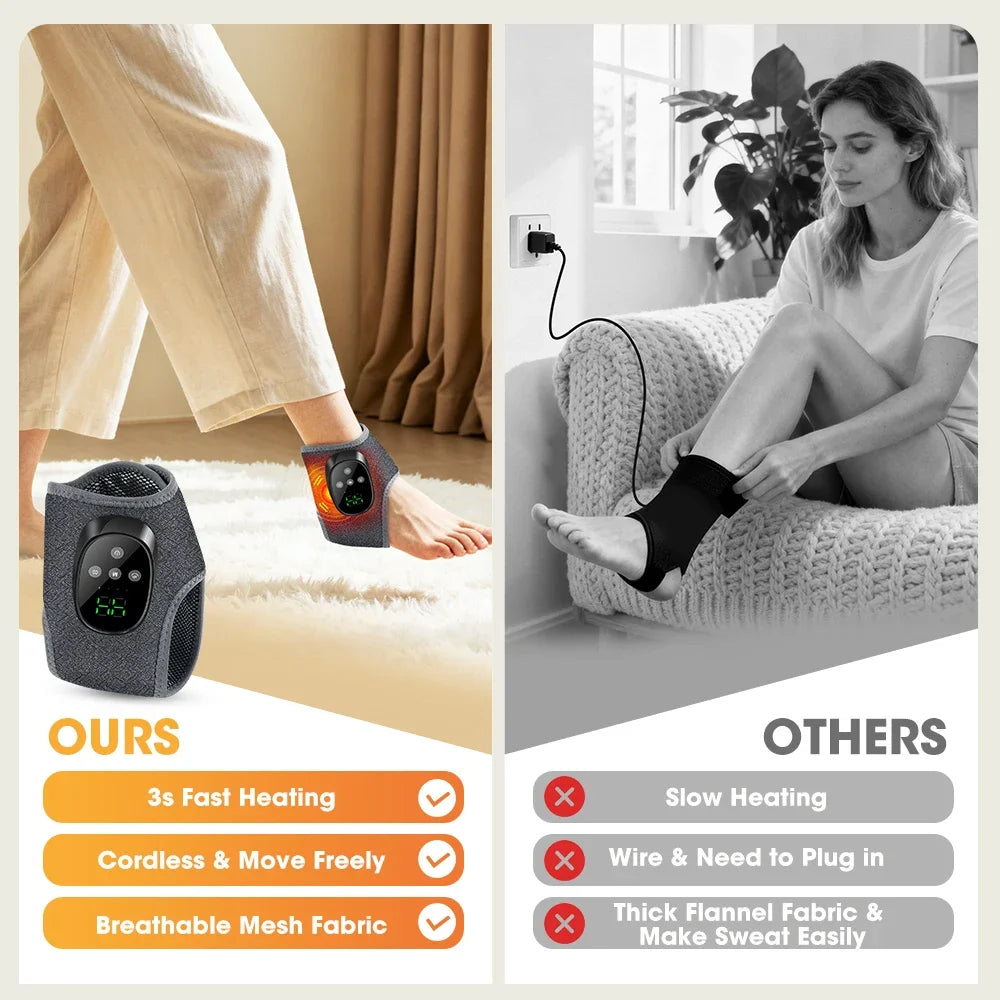 Hailicare Cordless Heated Ankle Massager – 4 Heat & Vibration