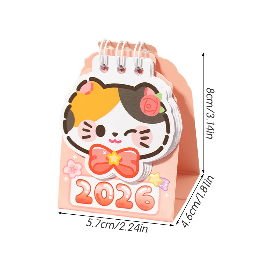2026 Mini Cat Calendar Desktop Planner with Notes Space