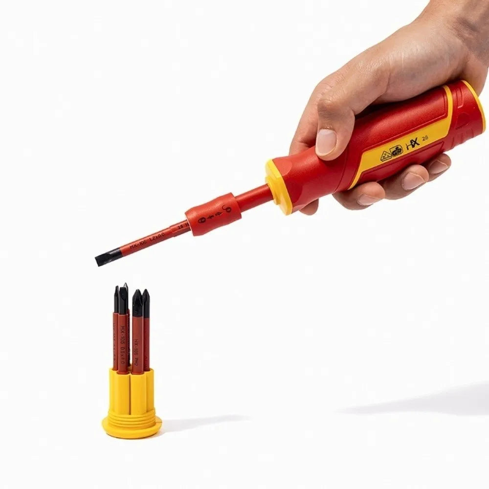 6-in-1 VDE Insulated Screwdriver Set with Quick-Change Bits & Case