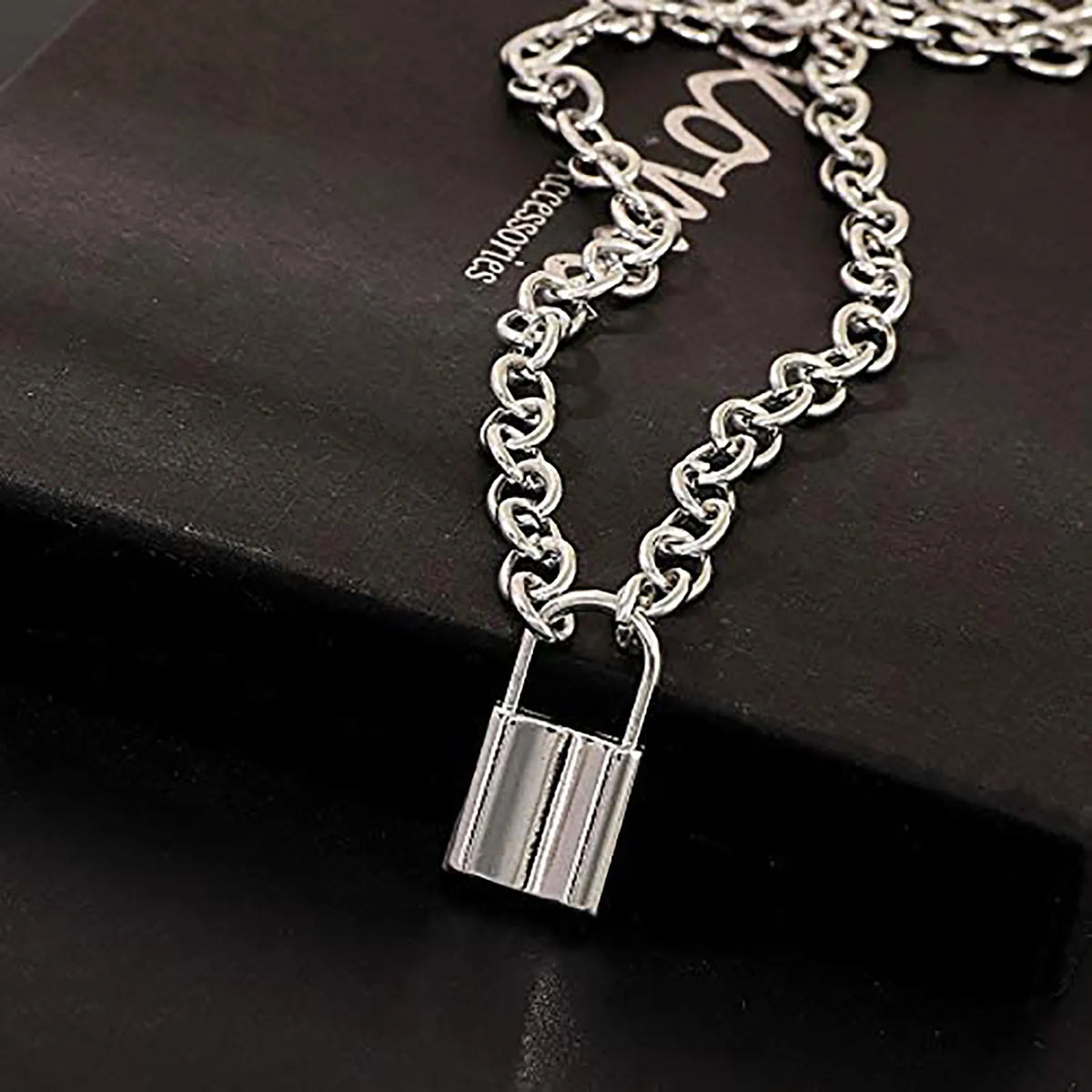 Y2K Layered Butterfly Lock Pendant Necklace Set – Crystal Choker