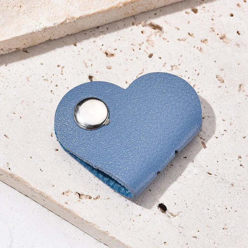 Heart-Shaped Leather Cable Winder & Headphone Cord Organizer