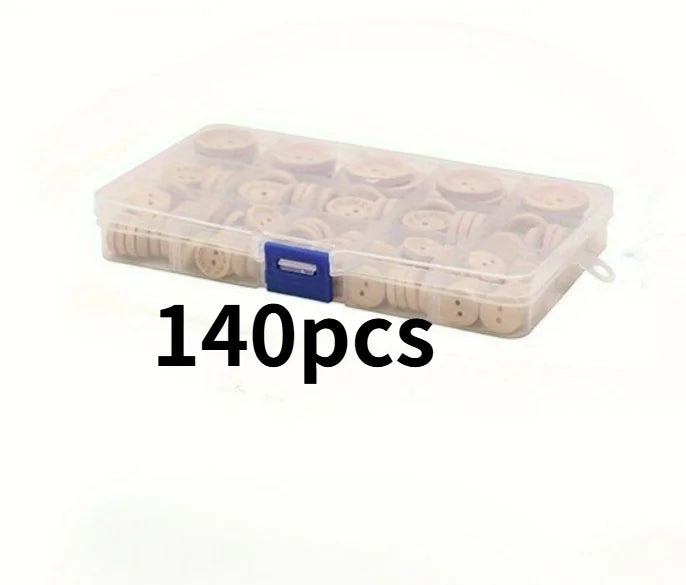 140pcs Woven Wooden Heart Buttons Set for Sewing & Crafts