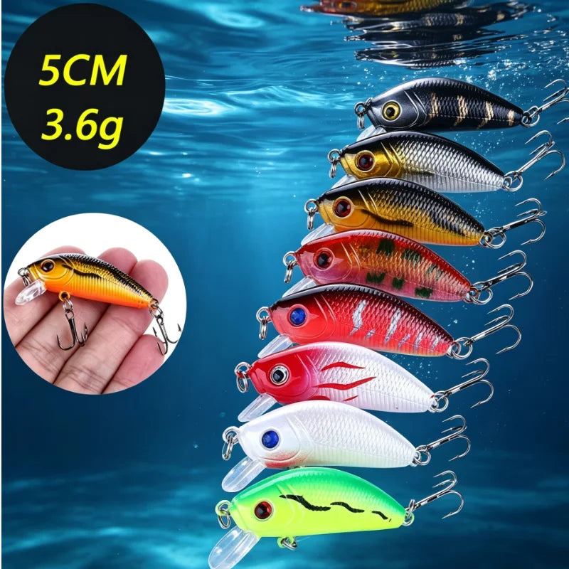 Biomimetic Minnow Fishing Lures 5cm Hard Bait 3/5/8 Pcs Set