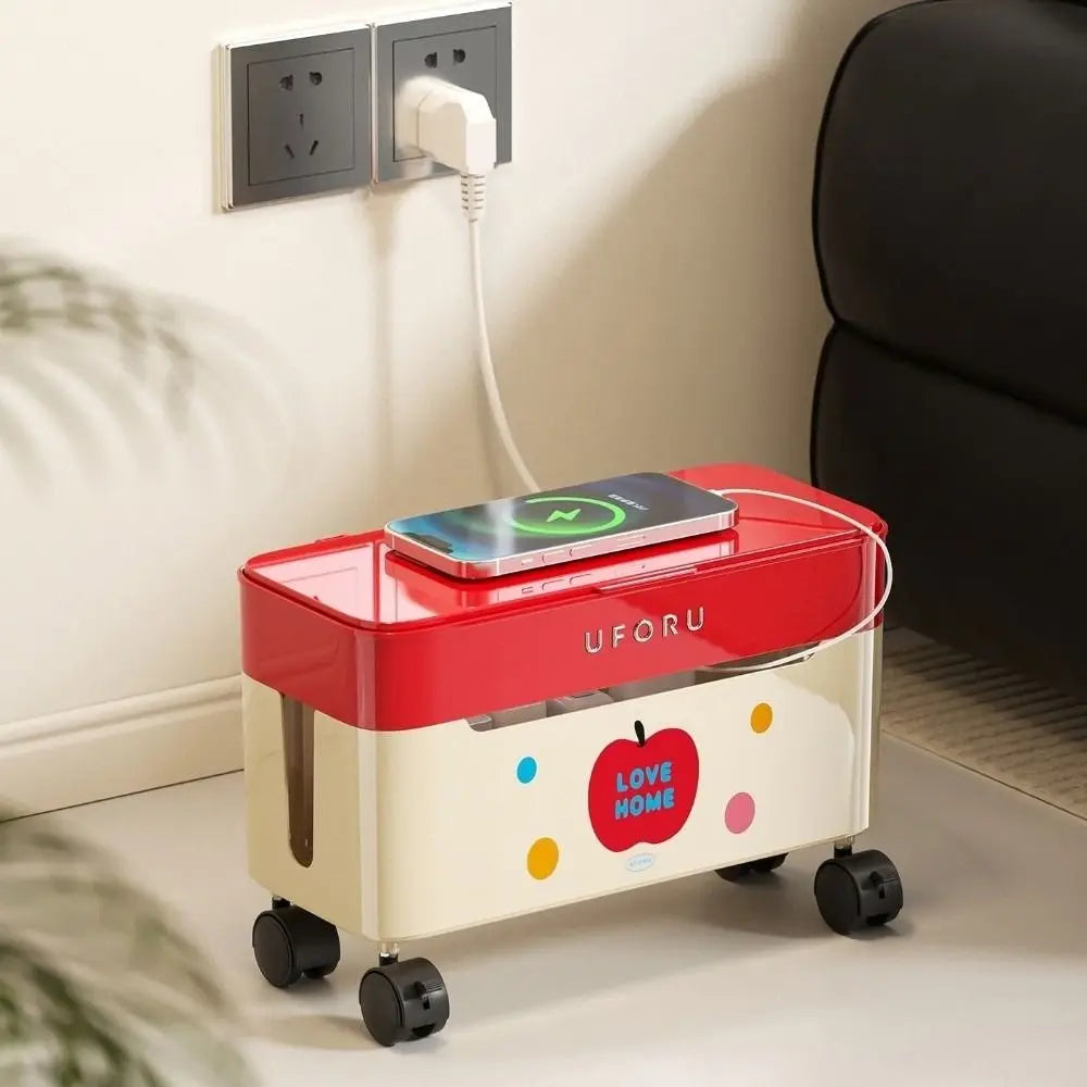 Large Capacity Cable Organizer Box with 360° Swivel Wheels
