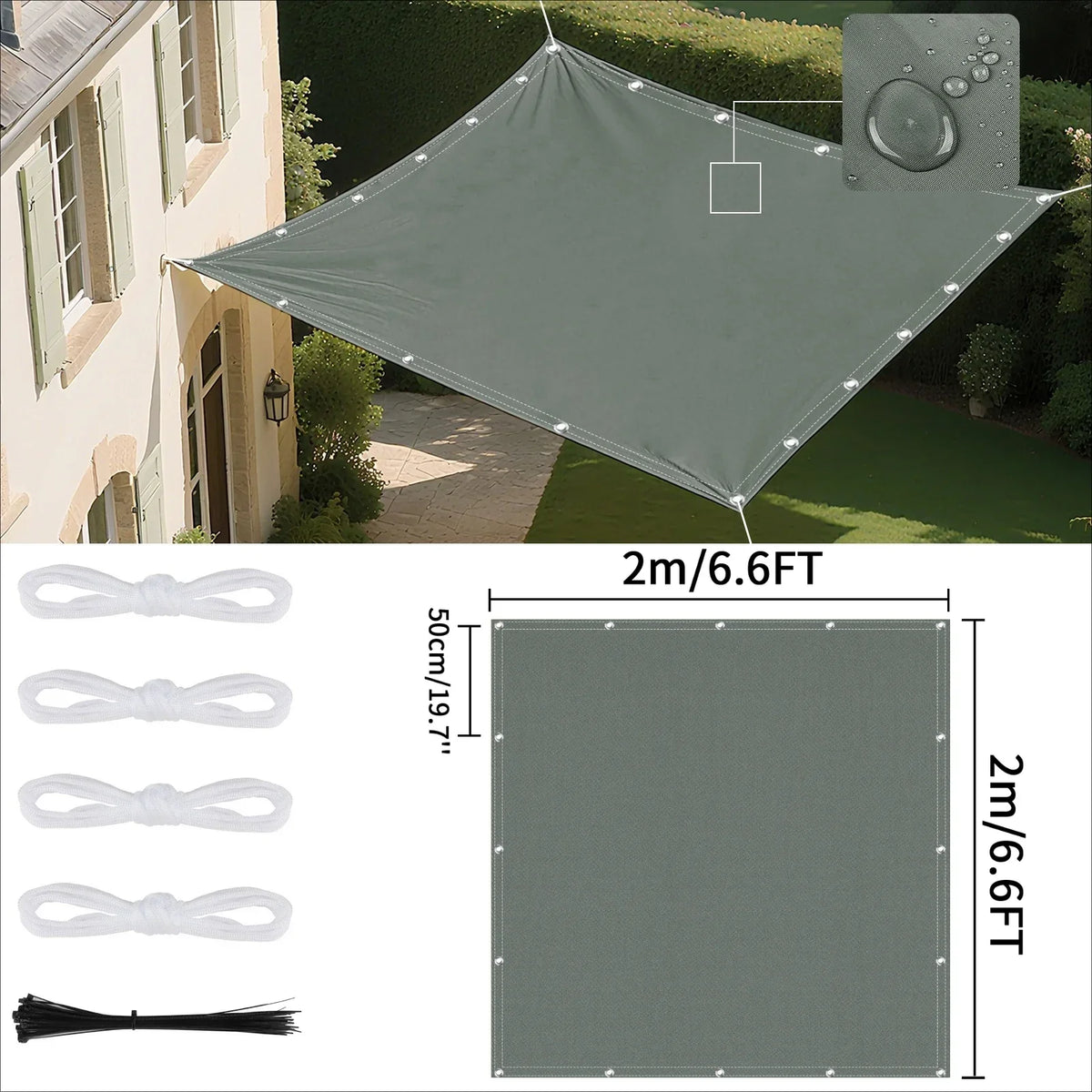 Waterproof Sun Shade Sail with Eyelets – UV Canopy Awning