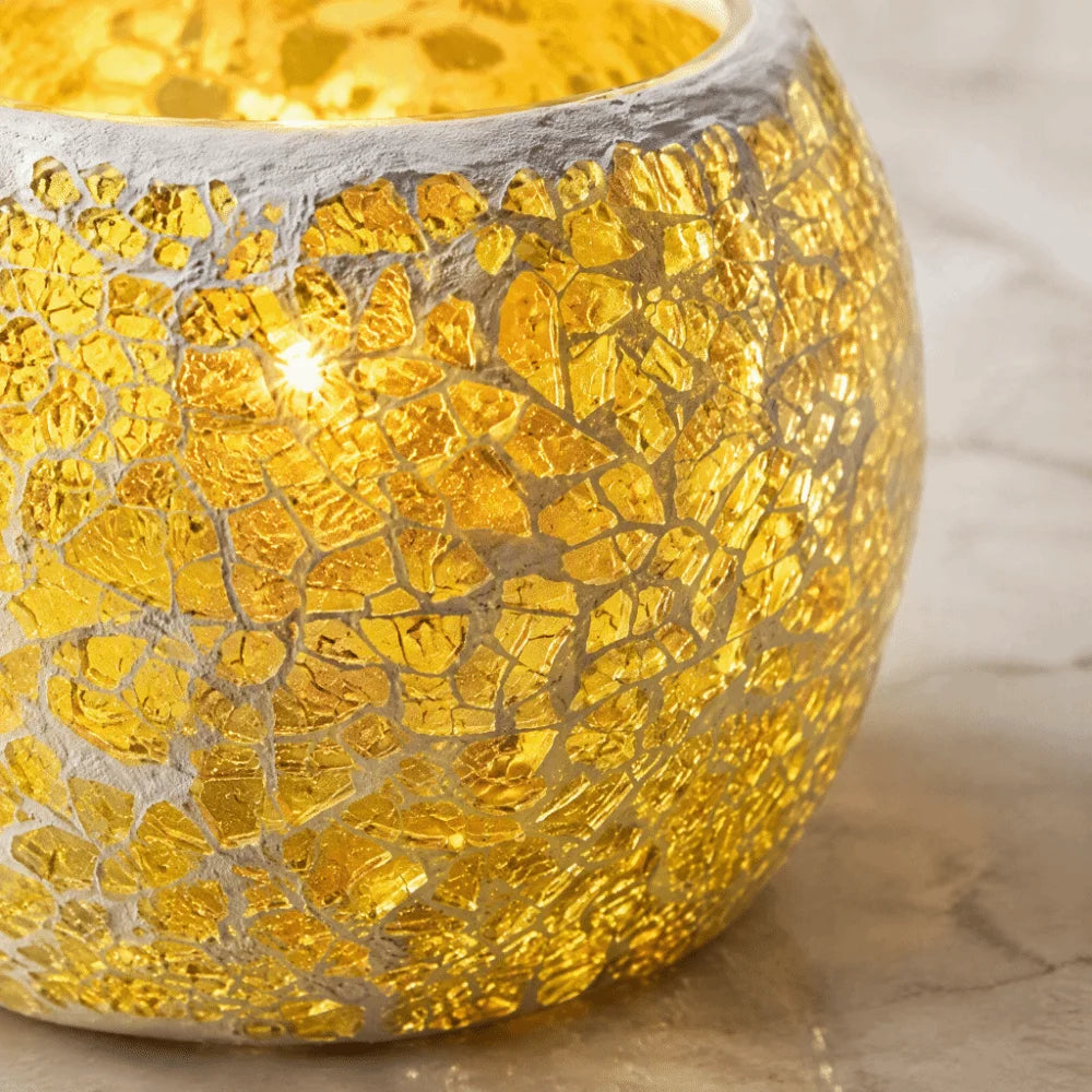 Mosaic Glass Candle Holder Round Bowl Votive Tea Light
