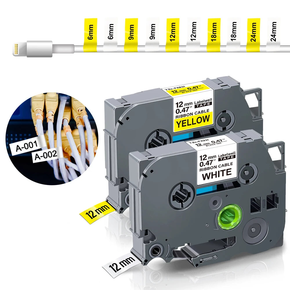 Labelwell FX231 Flexible Label Tape – Brother P-Touch 6–24mm