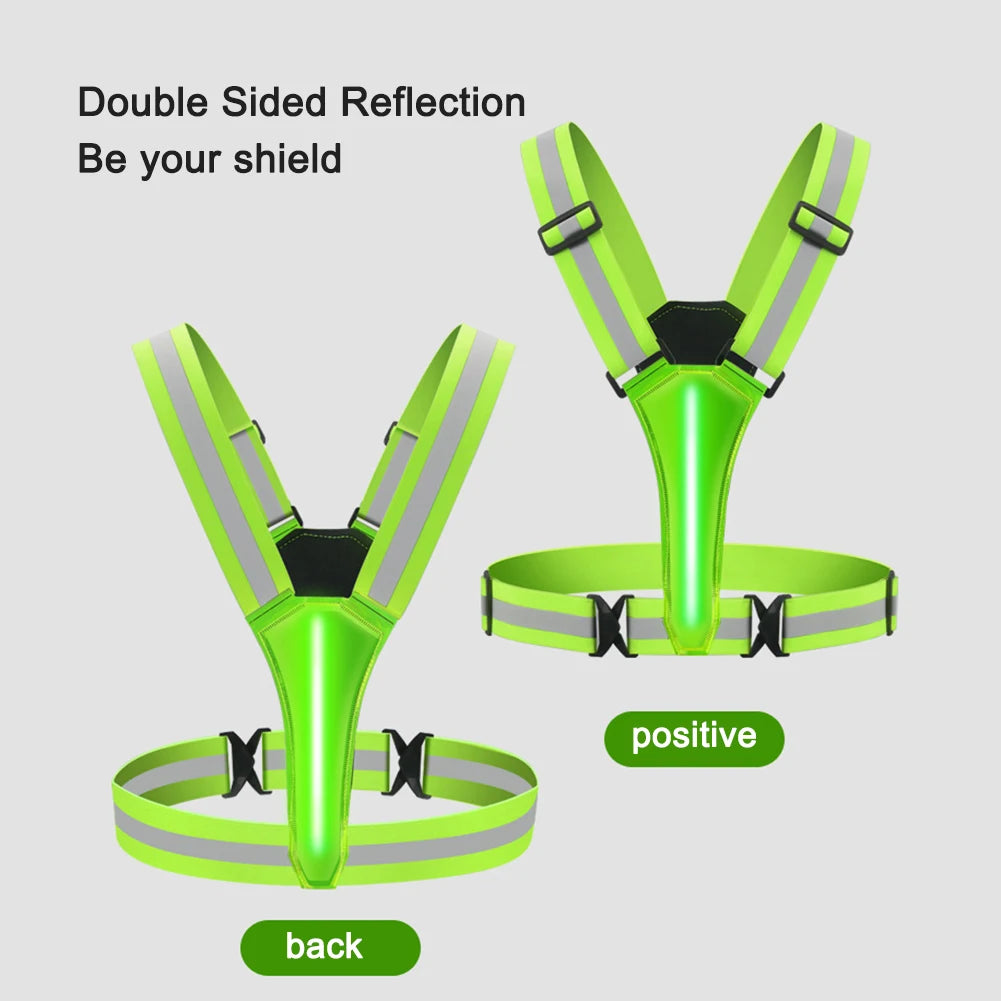 LED Reflective Running Vest USB Rechargeable High Visibility