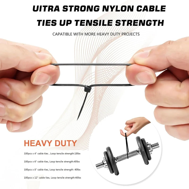 Nylon Zip Ties Self-Locking Cable Ties 100–1000 Pcs