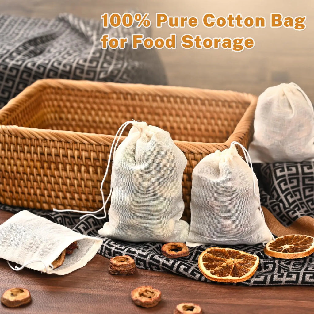 Reusable Cotton Spice & Herb Filter Bags for Cooking