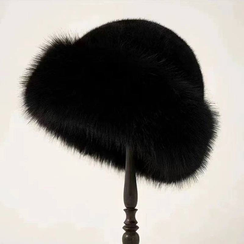 Women's Faux Fox Fur Winter Hat – Windproof Ear Warmer Ski Cap