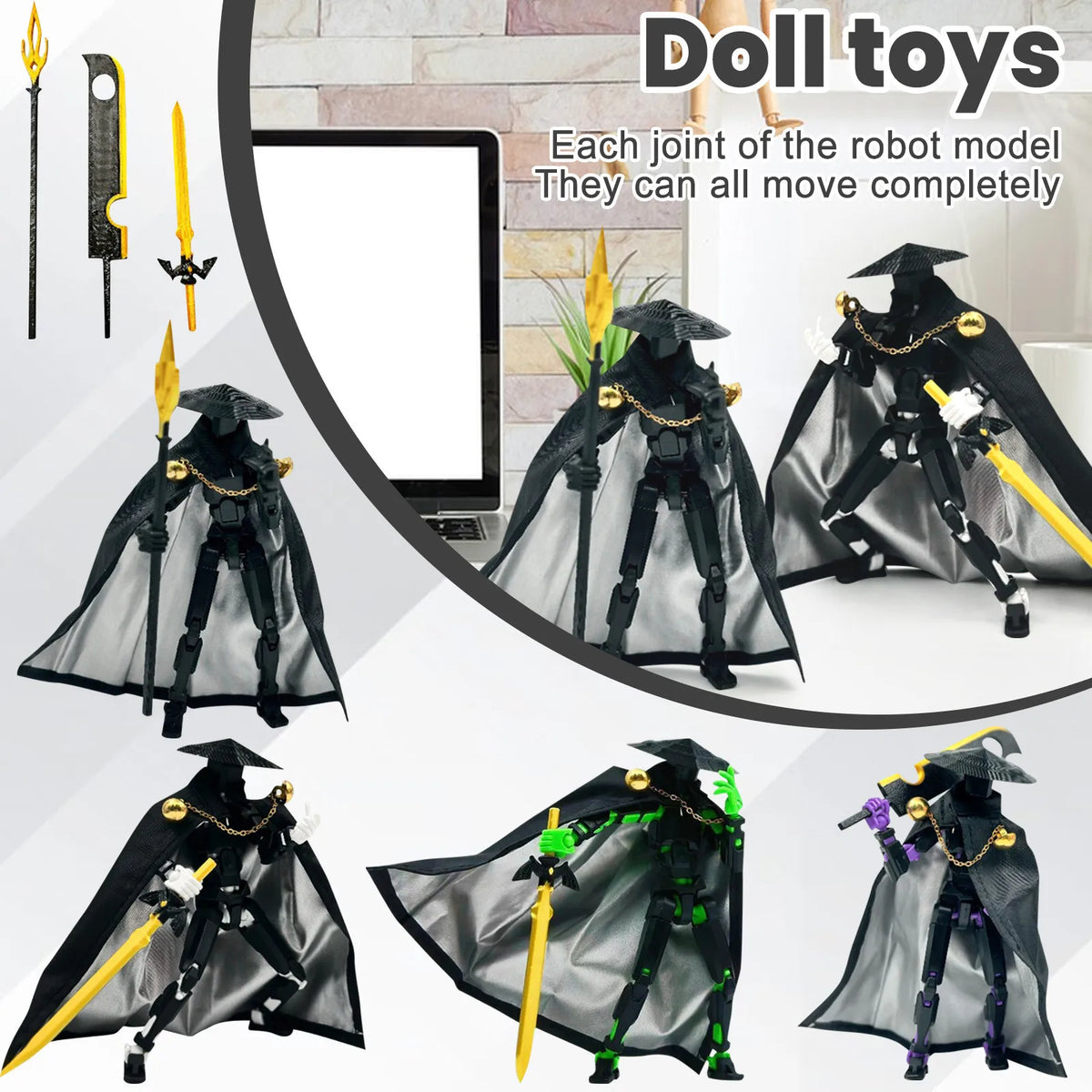 3D Printed Titan Robot Posable Action Figure with 8 Weapons