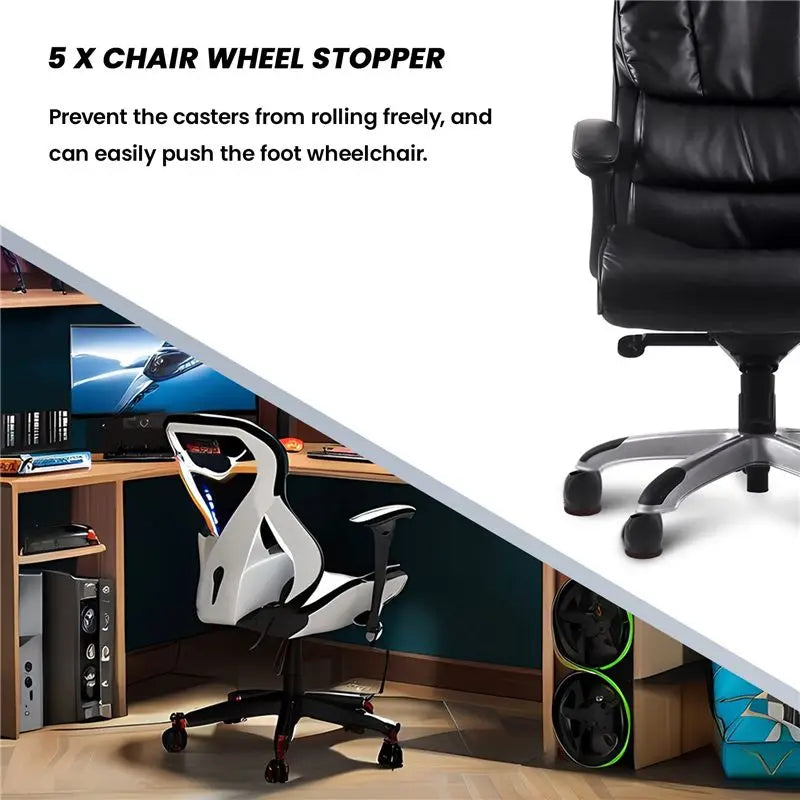 Rubber Chair Wheel Stoppers – Caster Cups & Felt Floor Protectors