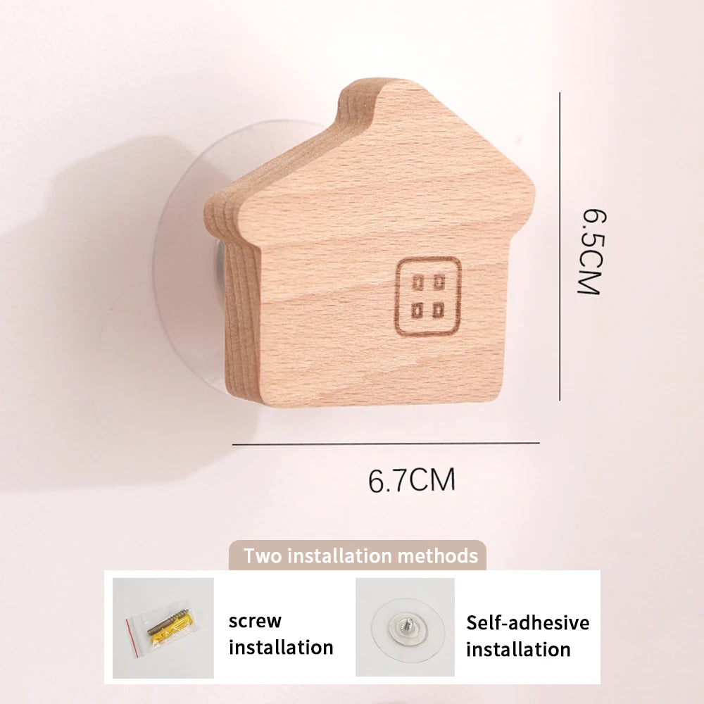 Wooden Heart Shaped Wall Hooks – Adhesive & Screw Mount