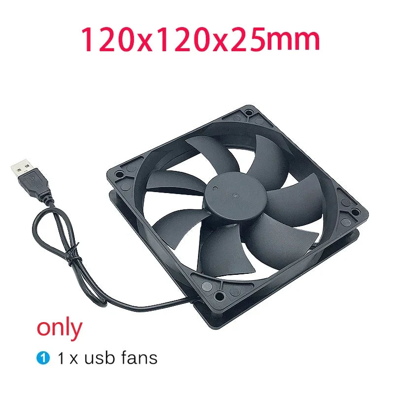 USB Fluid Bearing Cooling Fan 120mm & 80mm – Quiet 23dBA