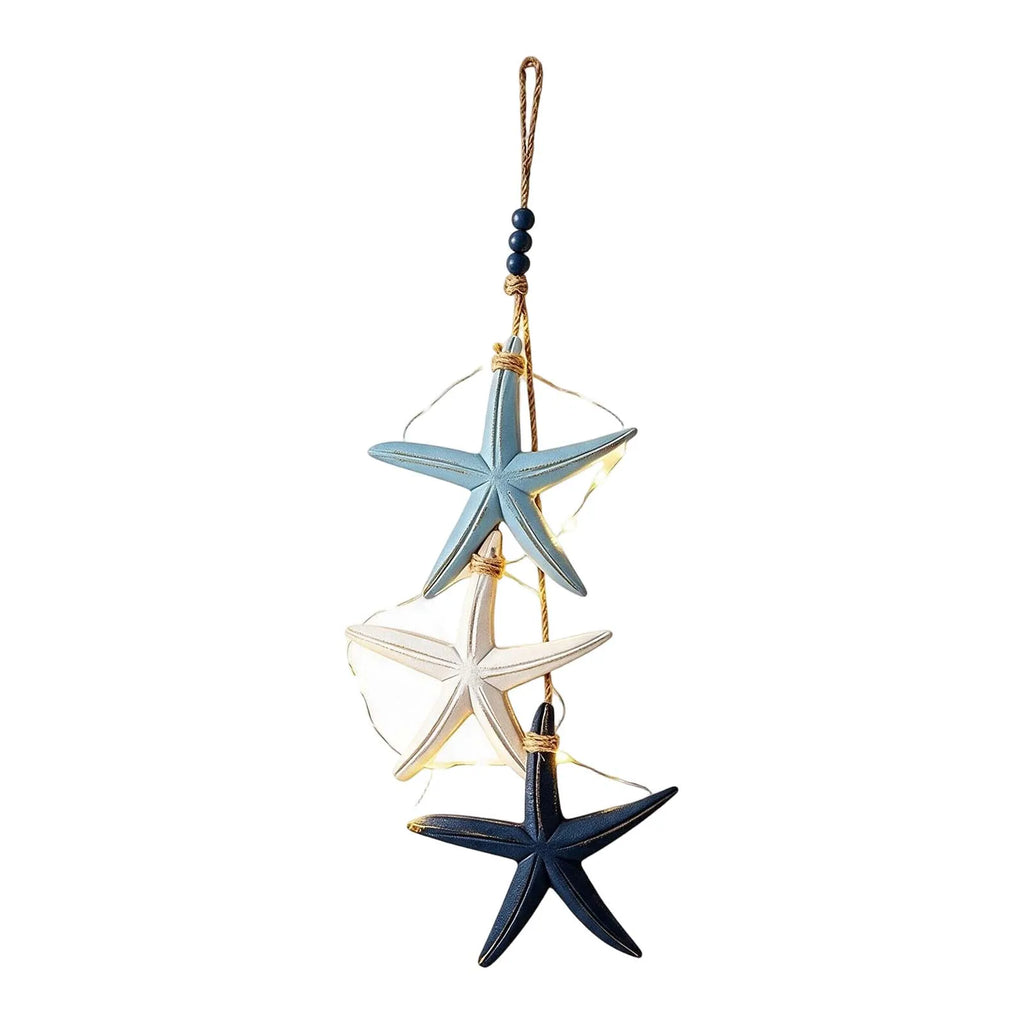 Mediterranean Wooden Wall Hanging with LED Lights & Fish Decor