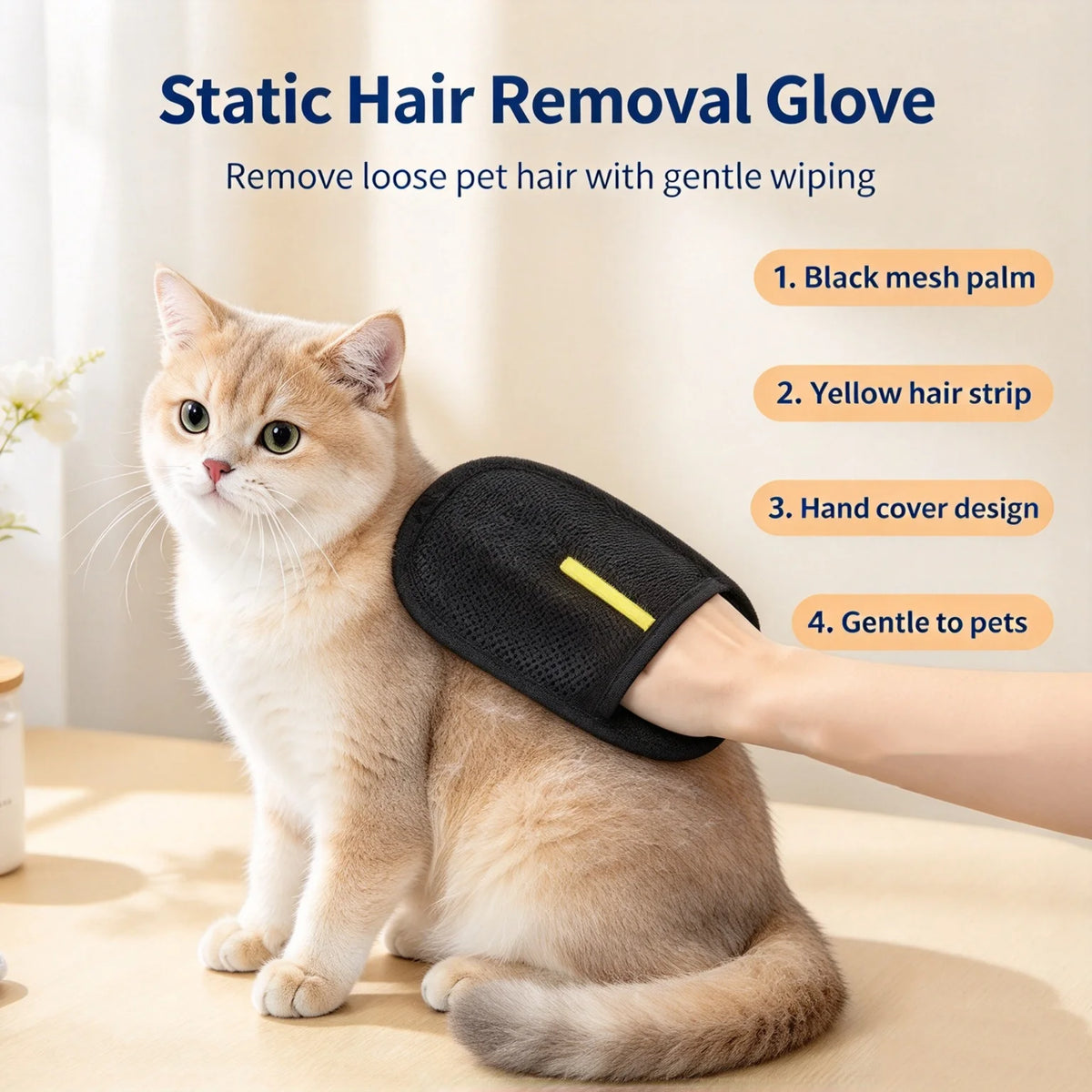 Electrostatic Pet Hair Removal Glove – Reusable Grooming Mitt