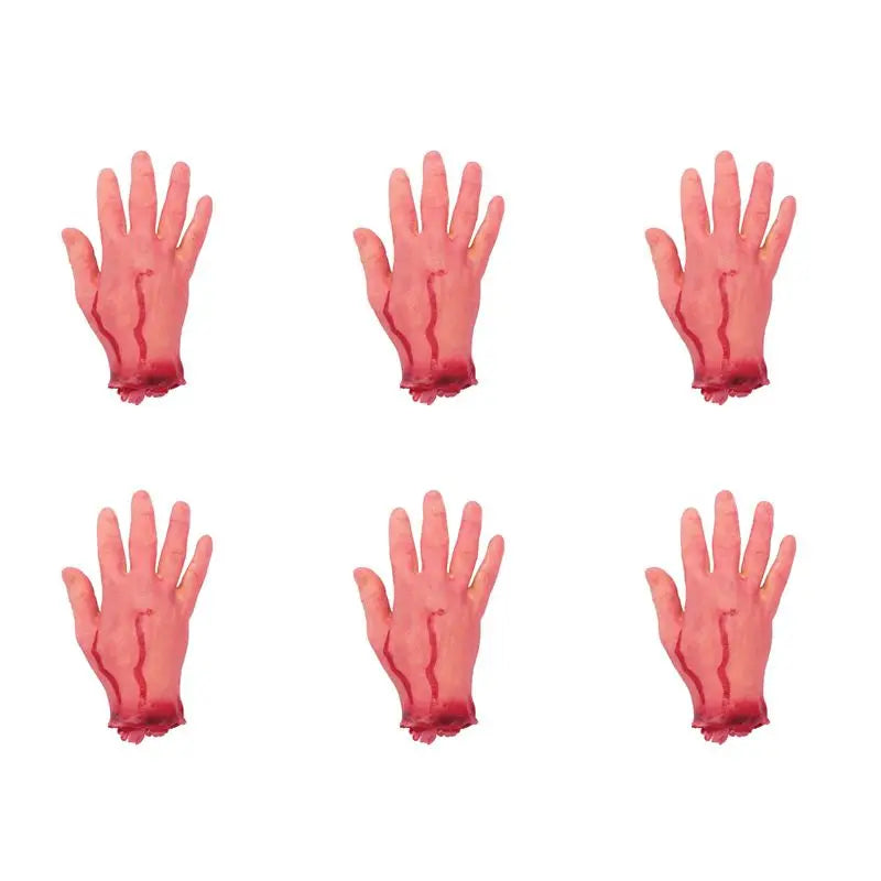 6-Pack Fake Severed Hand Halloween Props – Life Size Latex
