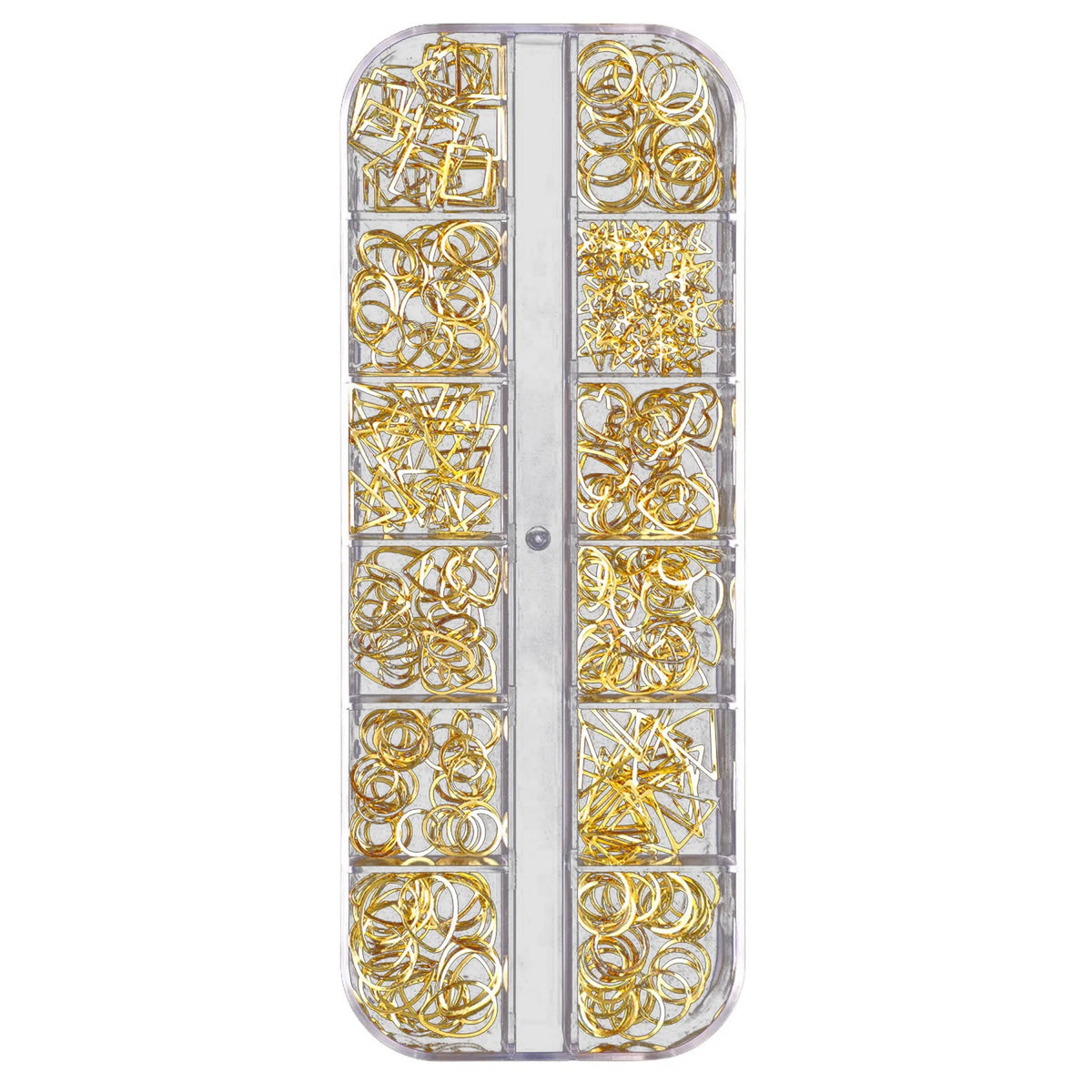 12-Grid 3D Nail Charms Gold Silver Punk Metal Art Decorations