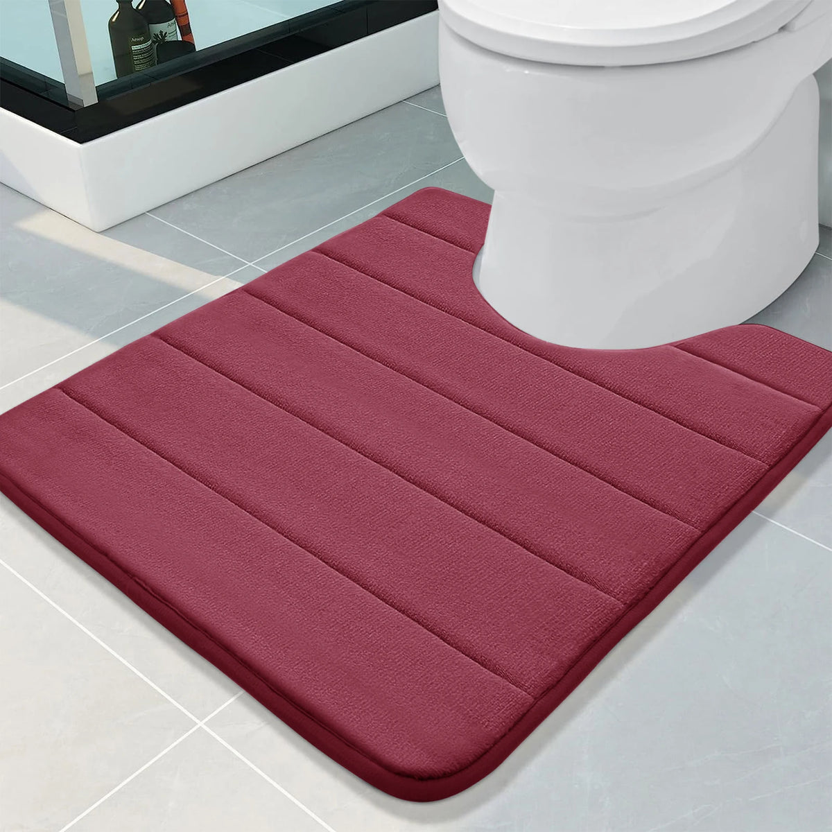 U-Shape Memory Foam Bath Mat 50x60CM – Non-Slip Toilet Rug