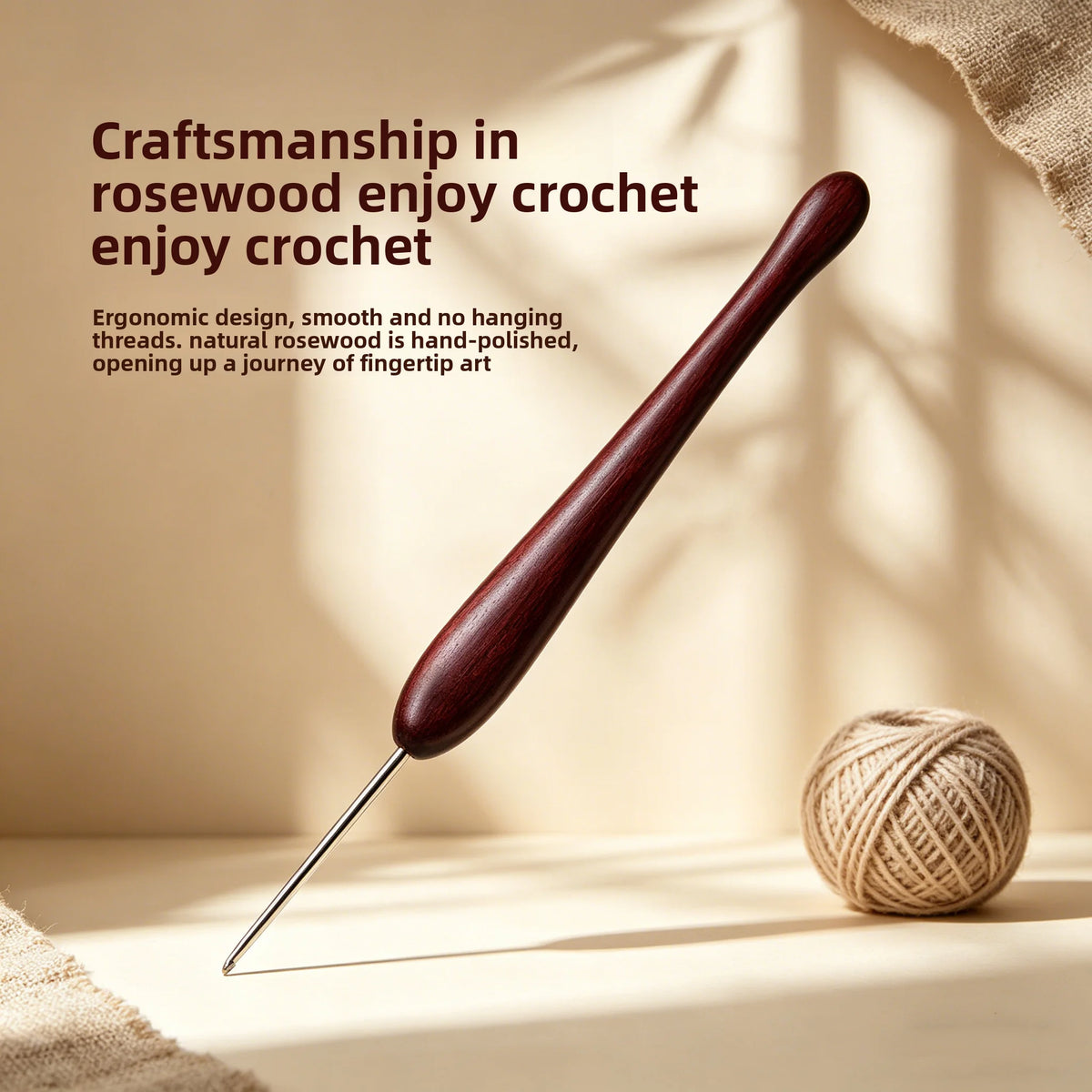 Red Sandalwood Crochet Hook – Polished Stainless Steel Needle