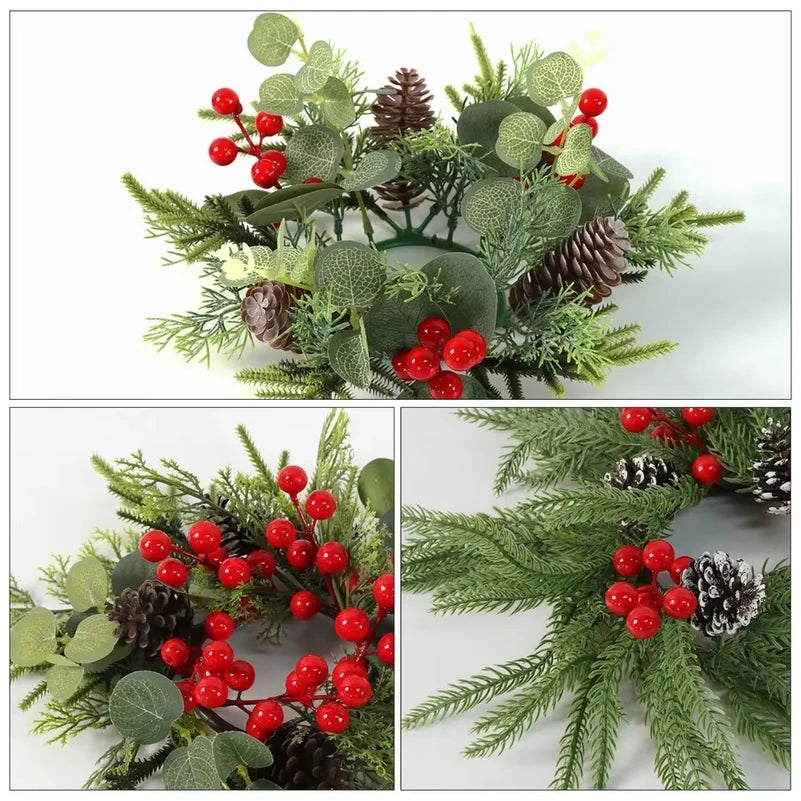 Artificial Christmas Pine Eucalyptus Wreath with Red Berries
