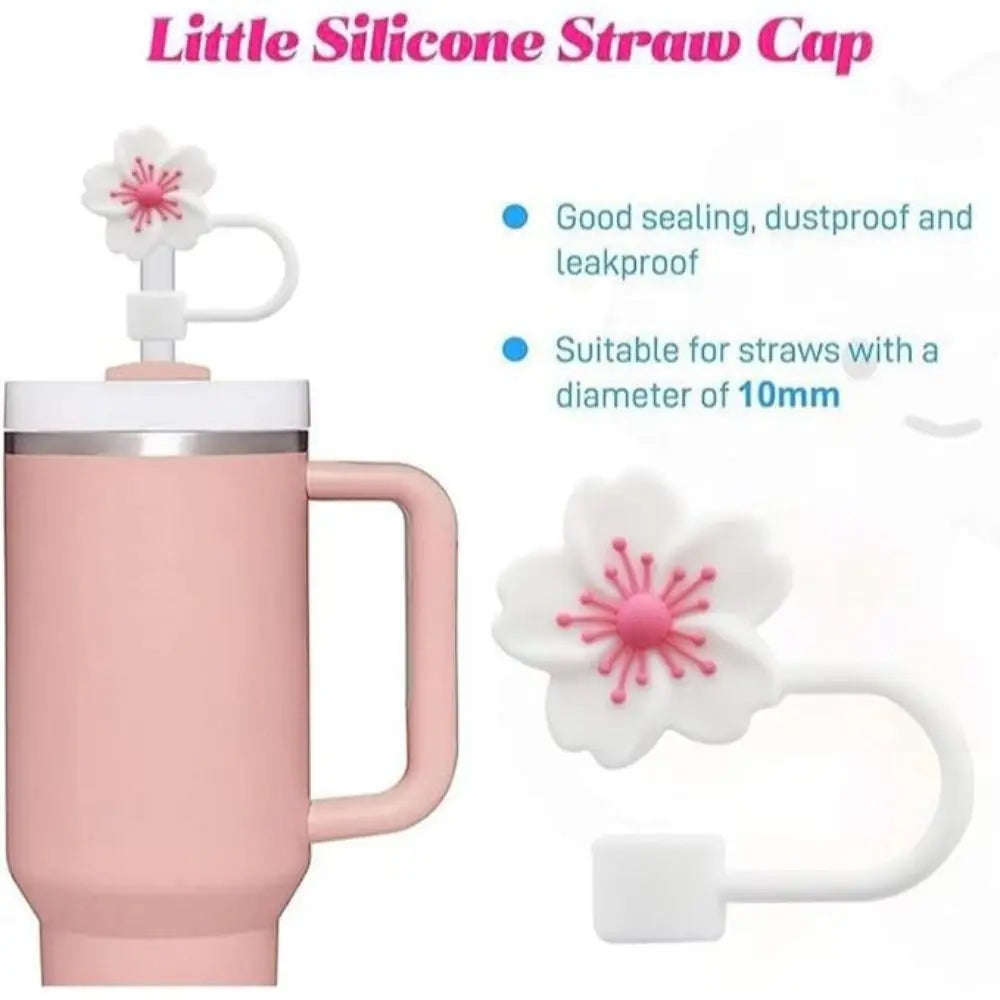 4-Piece Silicone Cup Boot & Straw Cover Set – Cherry Blossom