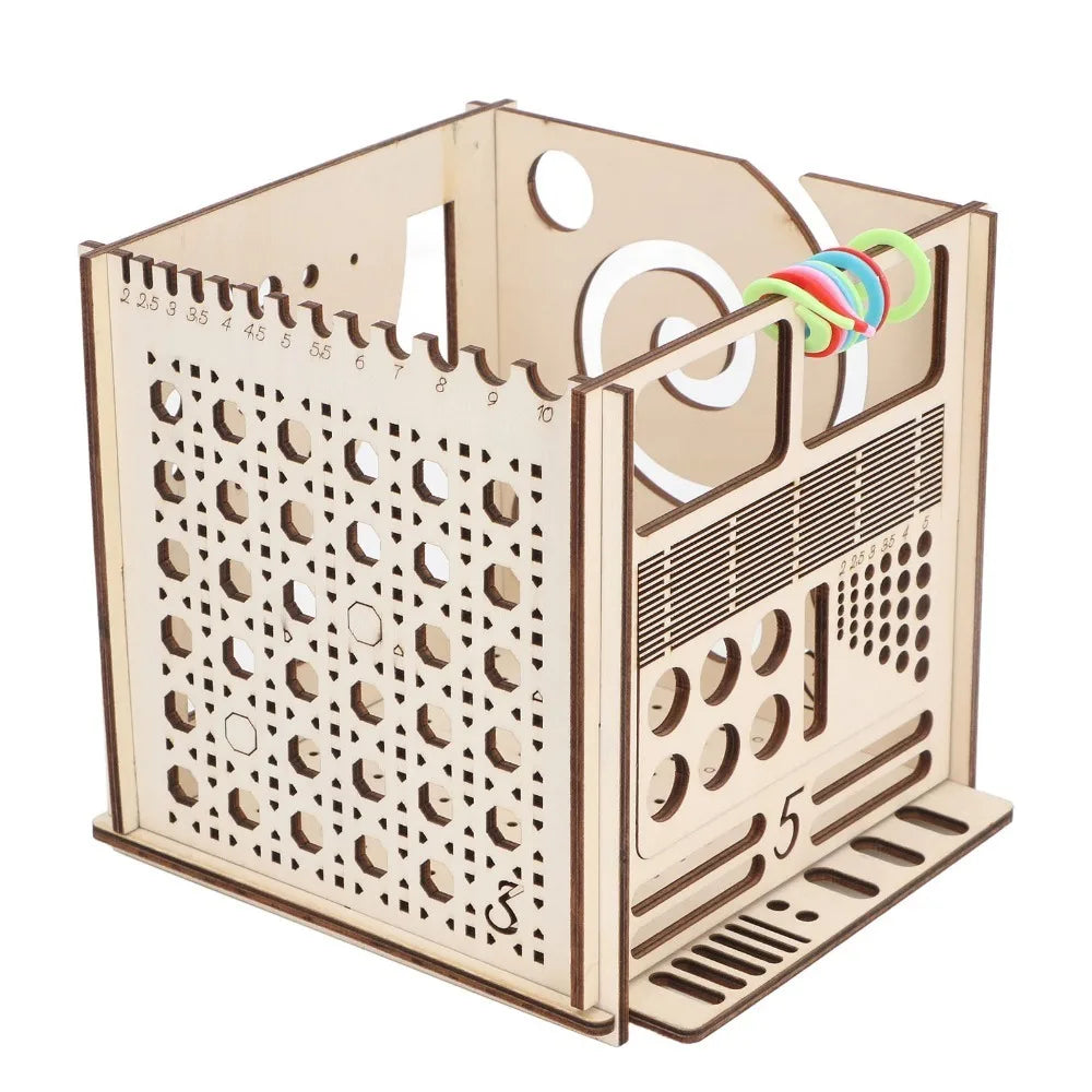 Wooden Yarn Bowl with Hook Slots for Knitting & Crochet