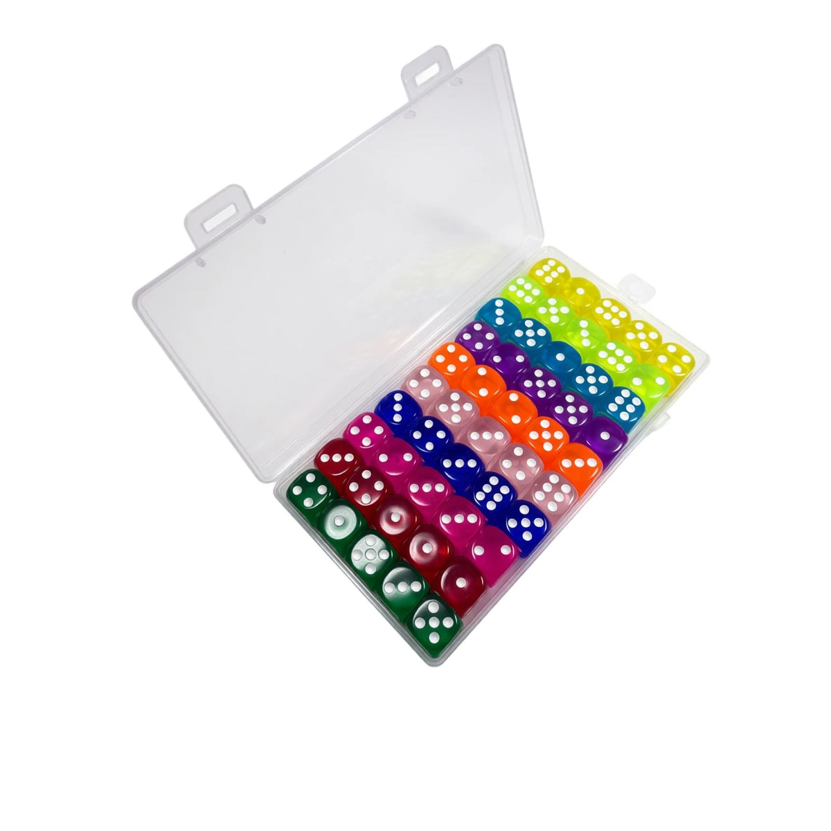 50-Pack 14mm 6-Sided Acrylic Dice – 10 Colors for Board Games