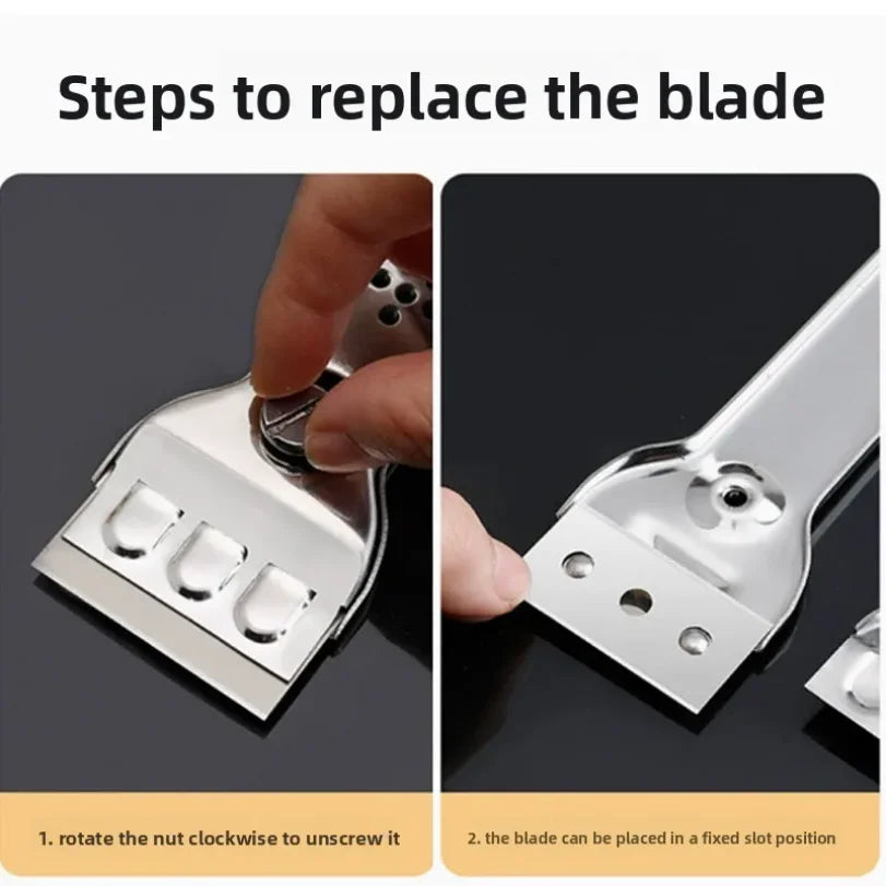 Stainless Steel Hob Scraper + Replacement Blades | Glass Cleaner
