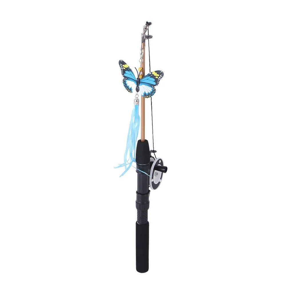 Retractable Cat Teaser Wand Toy – Feather Fishing Pole