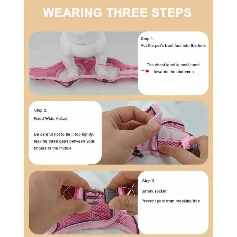 Adjustable Soft Mesh Dog Harness Vest – Small & Medium Pets