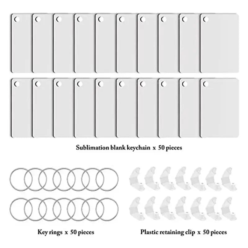 100-Pack Rectangle MDF Sublimation Keychain Blanks – Double-Sided