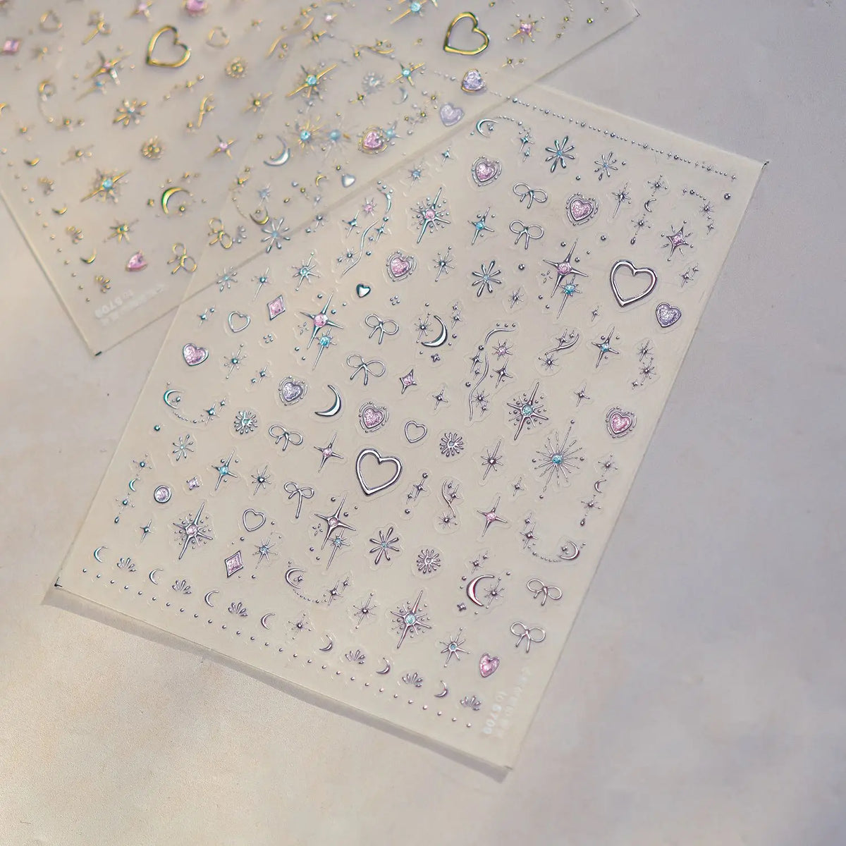 Gemstone Jewelry Nail Stickers – Gold Silver Foil Nail Art