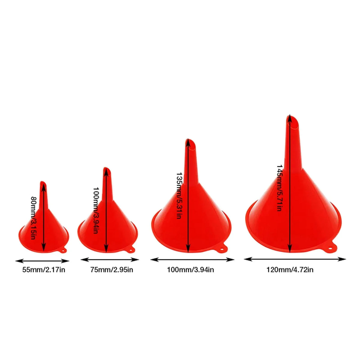 4-Piece Plastic Funnel Set – Kitchen, Home & Automotive