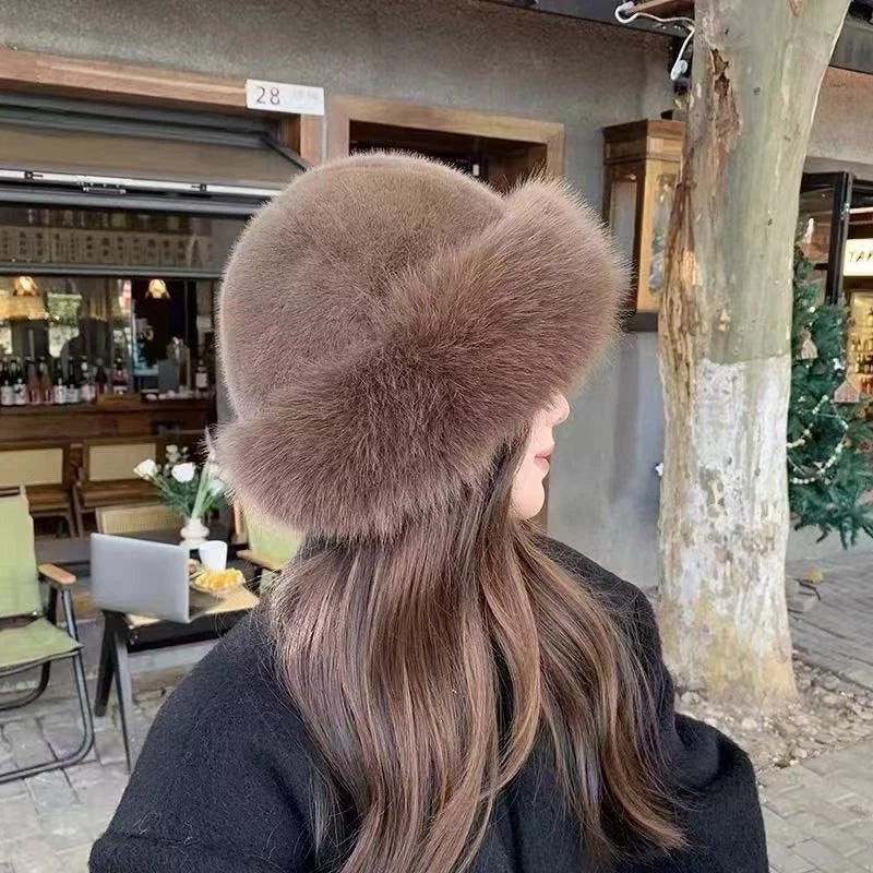 Women's Faux Fox Fur Winter Hat – Windproof Ear Warmer Ski Cap
