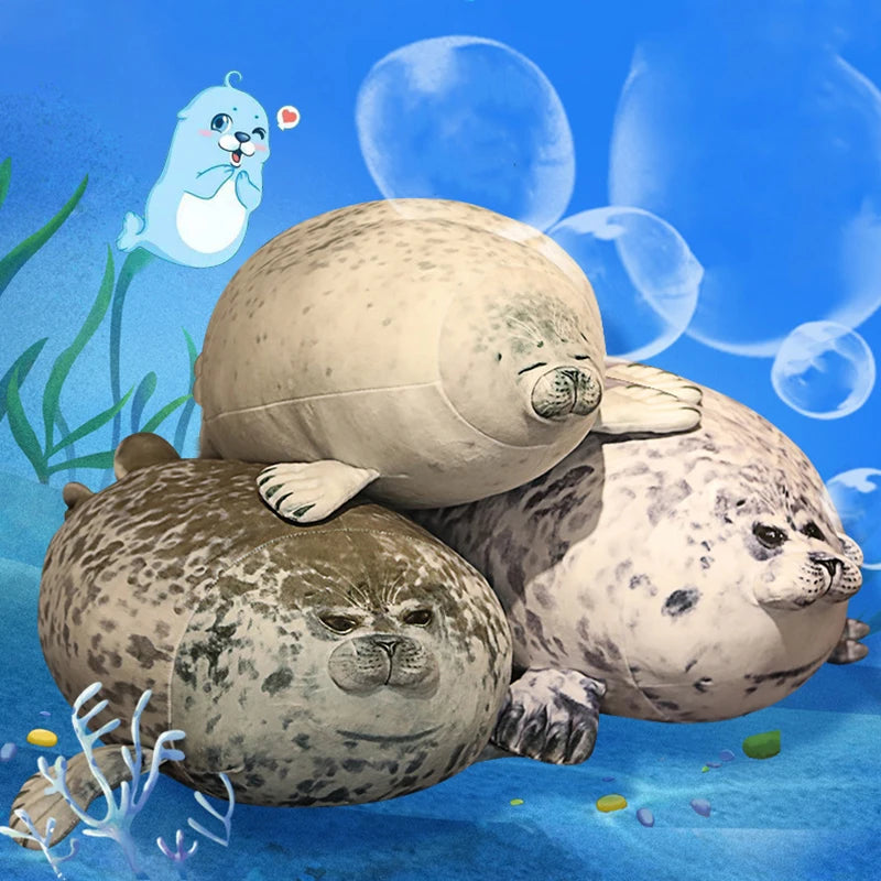 Angry Blob Seal Plush Pillow – Chubby 3D Stuffed Animal Toy