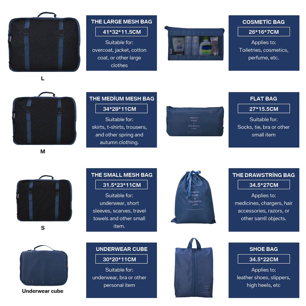 Packing Cubes for Suitcase 6/8 PCS Waterproof Travel Organizer