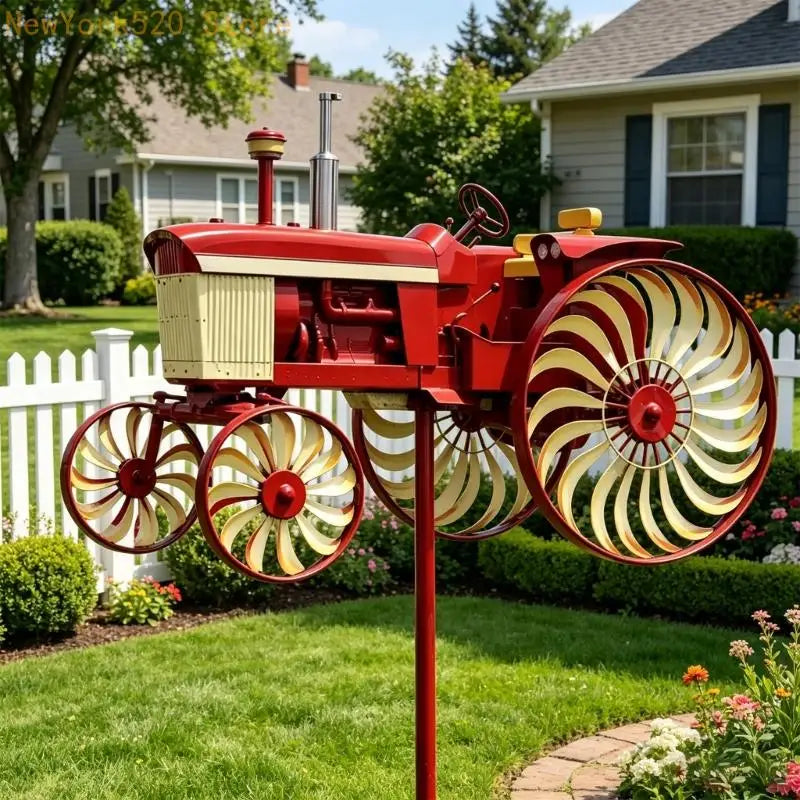 Red Tractor Wind Spinner Stake – Farmhouse Lawn & Yard Decor