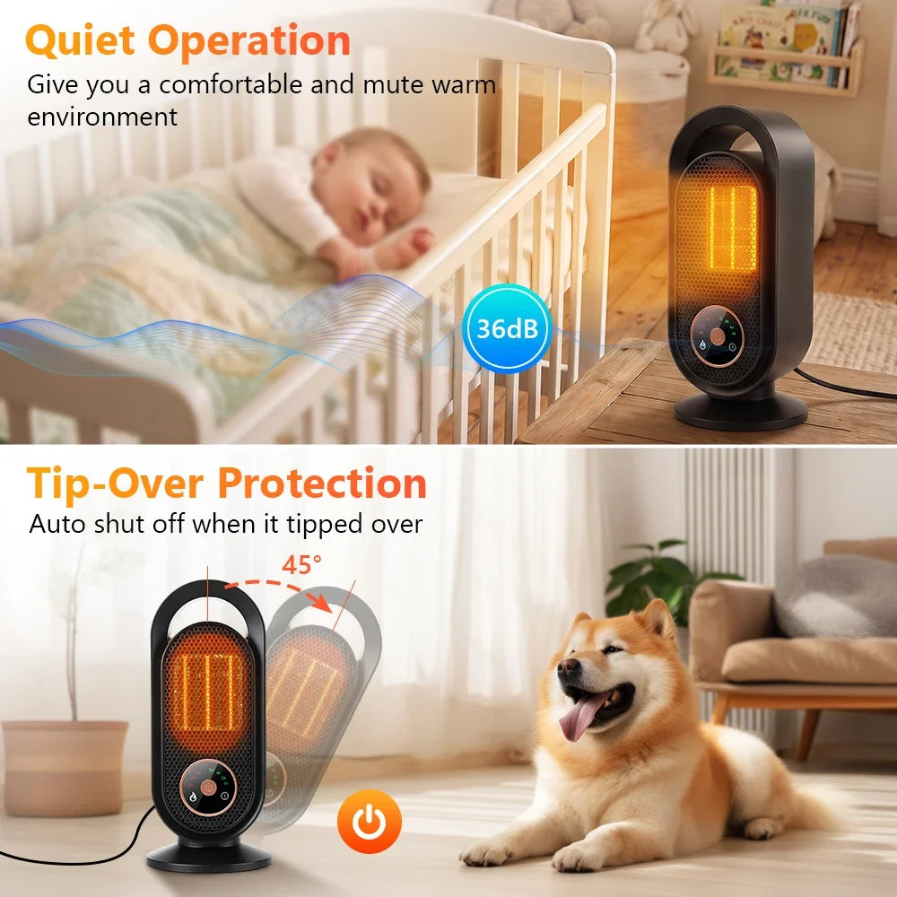 AFDEAL 1000W PTC Ceramic Desktop Space Heater with Timer