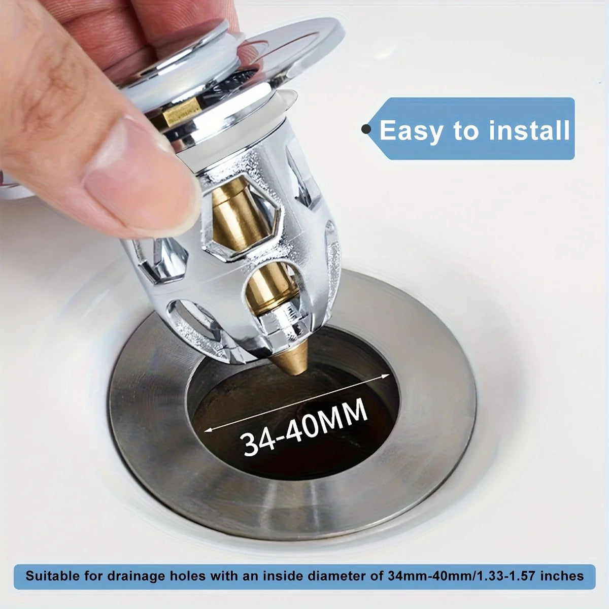 Stainless Steel Pop-Up Sink Stopper with Hair Catcher Basket